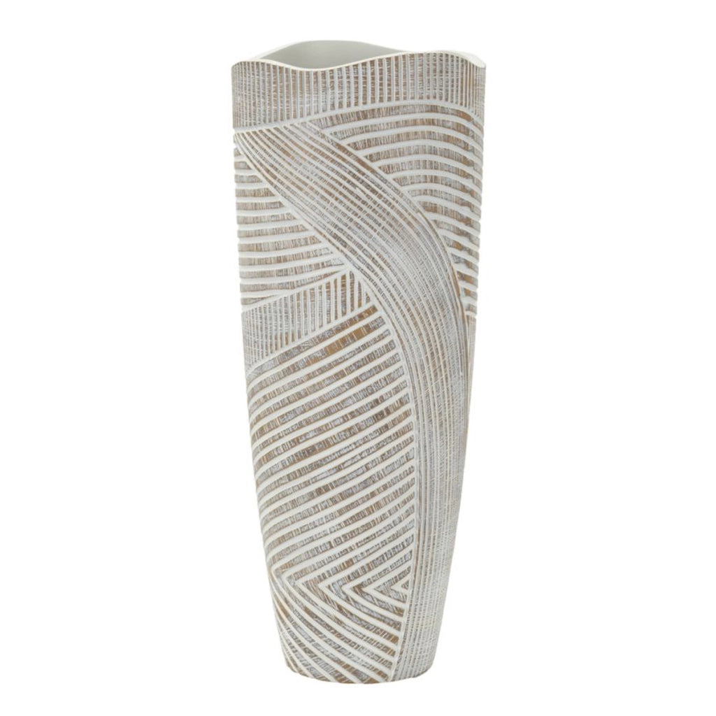 Vaso Decorativo Linee, Bianco, Poliresina, 45x18x18 cm