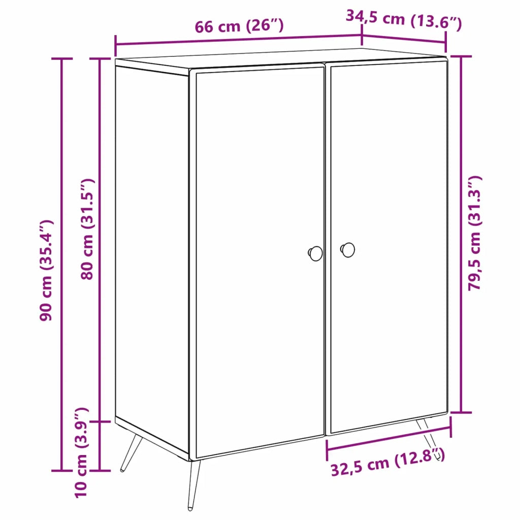 Credenza Nero 66 x 34,5 x 90 cm Legno ingegnerizzato 895506