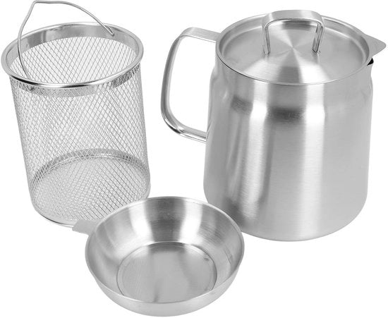 Oliozeef 2 in 1 - Acciaio Inossidabile 304 - Maniglia Ergonomica - Frittoia - Utensile Cucina Multifunzionale - 2 Litri di Capacità - Frittello
