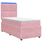 Letto Box Spring LED con Materasso Rosa 90 x 190 cm Velluto 3455986