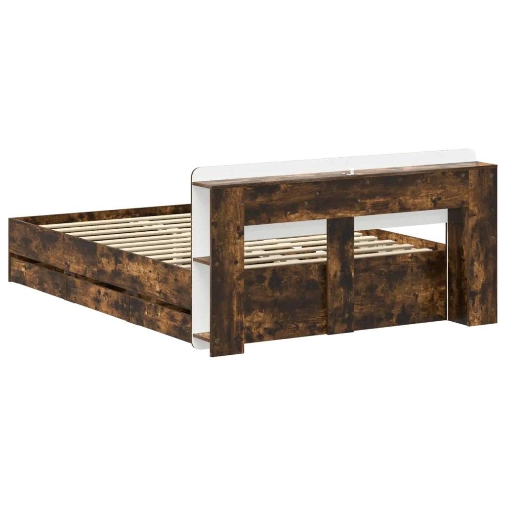 Telaio del letto con storage Rovere Fumo 135 x 190 cm 3433952