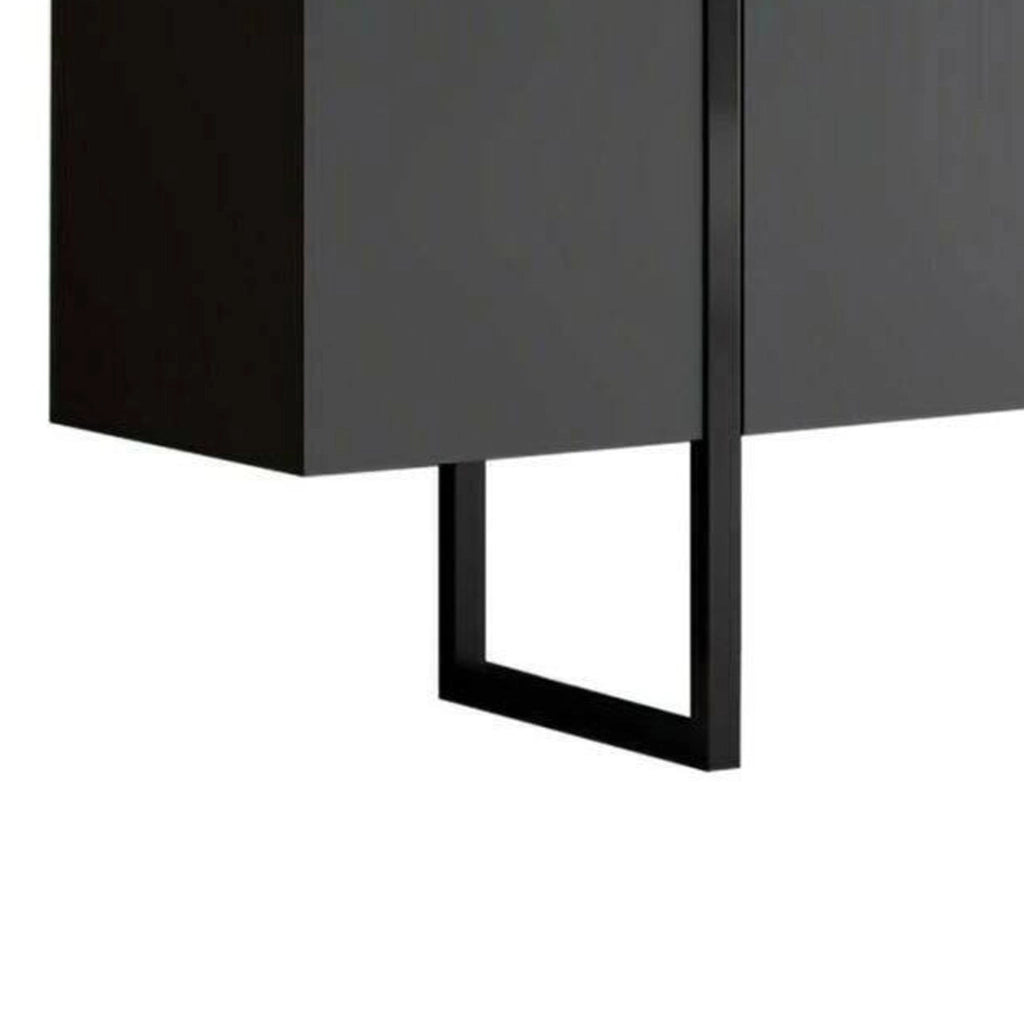 Pignano, set Mobili da Soggiorno Modulabile, Nero Antracite