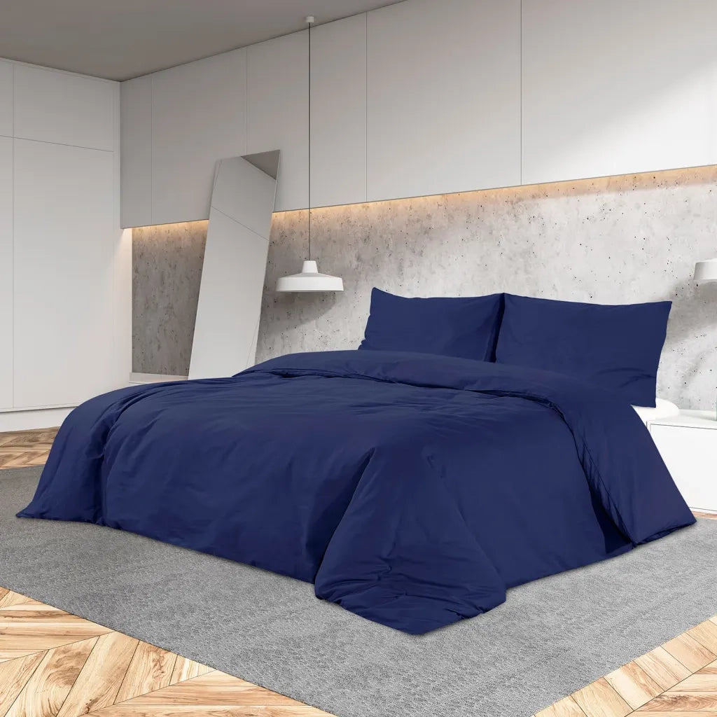 Set Copripiumino Blu Marino 135x200 cm in Microfibra Leggera 136006
