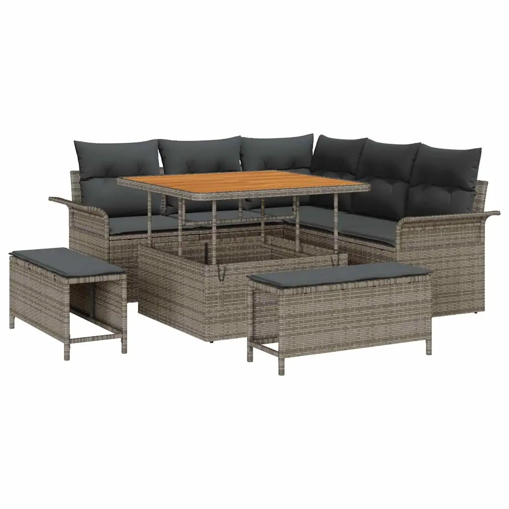 Set Divano da Giardino con cuscino 8 pcs Grigio polyrattan 3362128