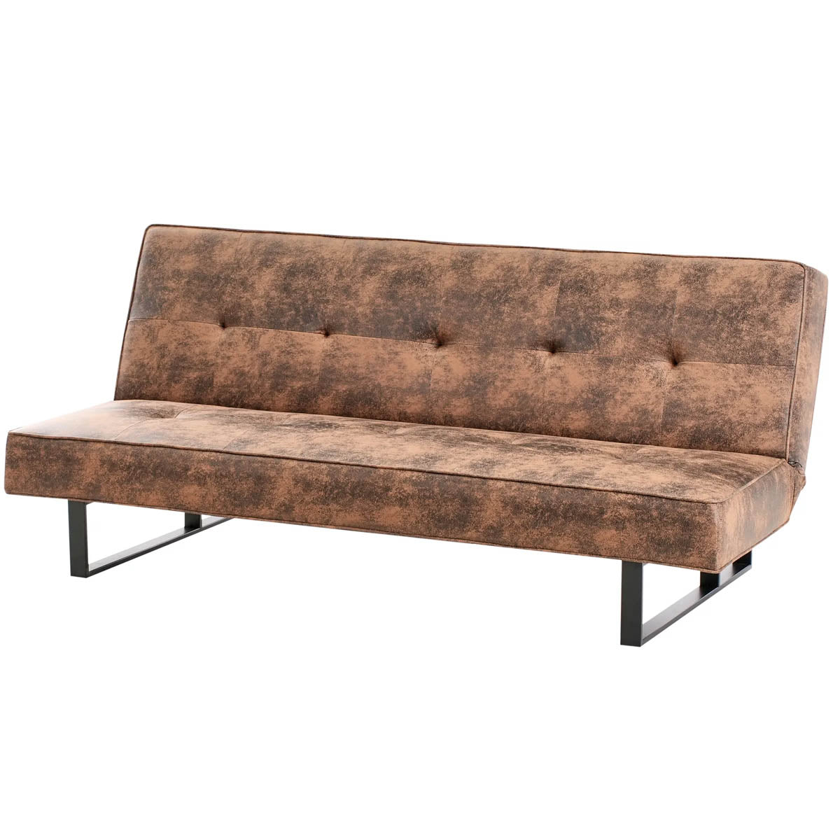 Divano Letto 3 Posti Apertura Click Clack Derby in Pelle Sintetica Marrone