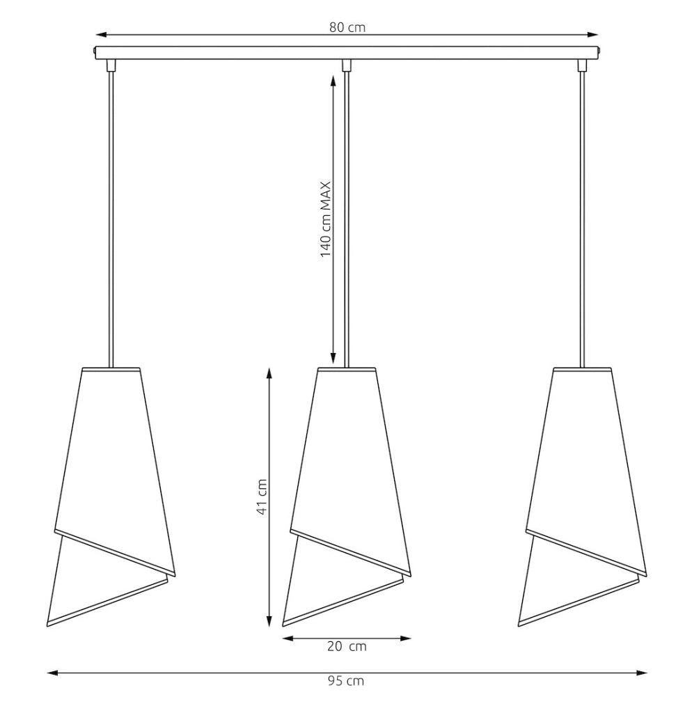 Lampada sospesa MODA conica 3xE27 bianco oro Emibig