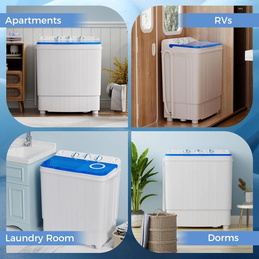 GX10587US-DK-GX-PF, 18,0 libbre di lavaggio compatto Spinner combinato con scarico pompa, doppia vasca da 11 libbre di rotazione 7 libbre, Lavatrici portatili per appartamento, RV Dorm College