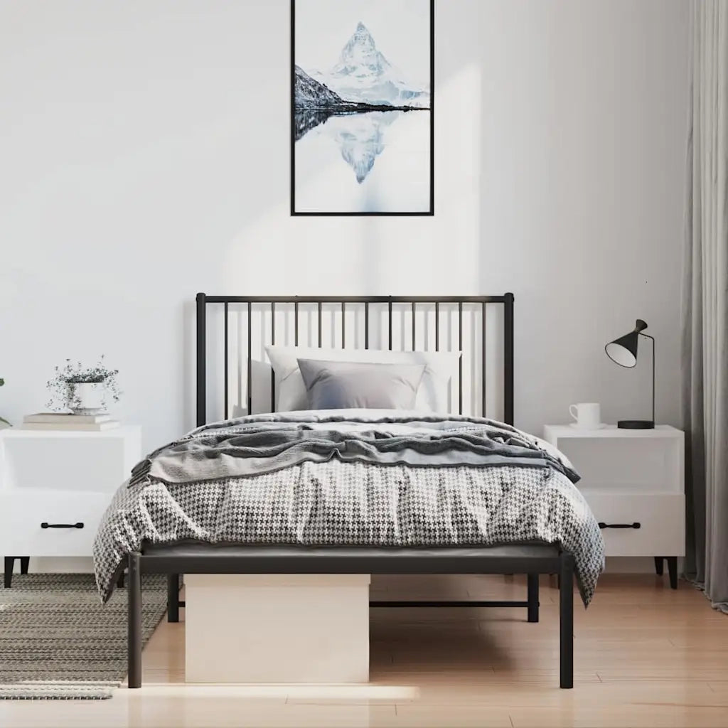 Giroletto con Testiera-Struttura Letto con testiera in Metallo Nero 100x190 cm 489206
