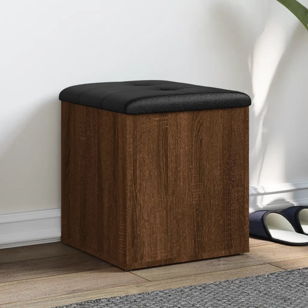 Panca Portaoggetti-Sgabello-Panca con Contenitore Rovere Marrone 42x42x45 cm Legno Multistrato