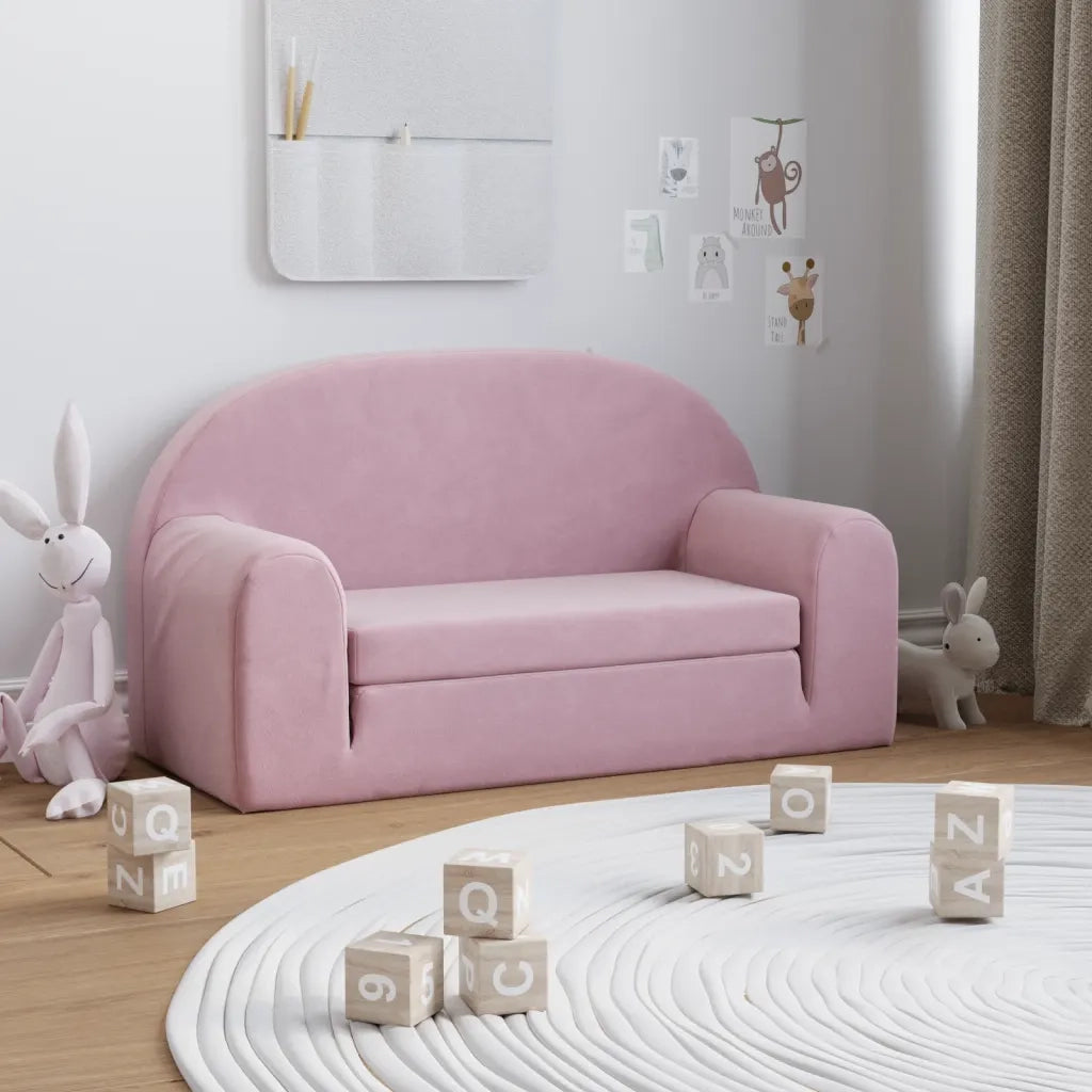 Divano letto | Sof¨¤ letto | Letto singolo per Bambini a 2 Posti Rosa in Morbido Peluche