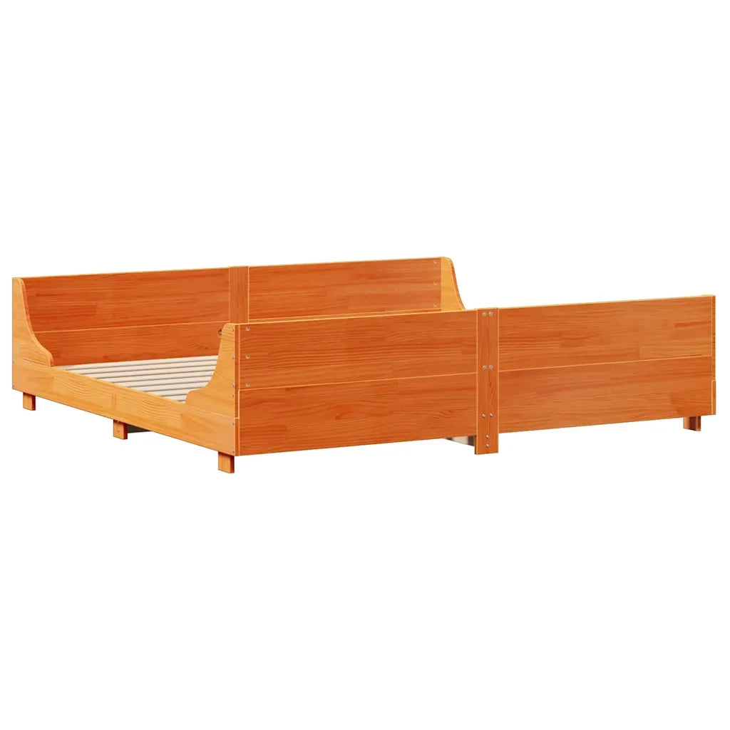 Letto Libreria senza Materasso-Struttura Letto con contenitore Marrone Cera 180x200 cm Legno 168750
