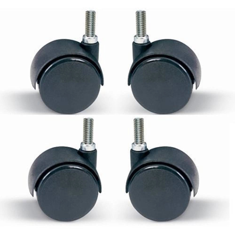 Trade Shop - Set 4 Pezzi Ruote Girevoli 360 Gradi 50mm Per Sedia Ufficio Casa Colore Nero -