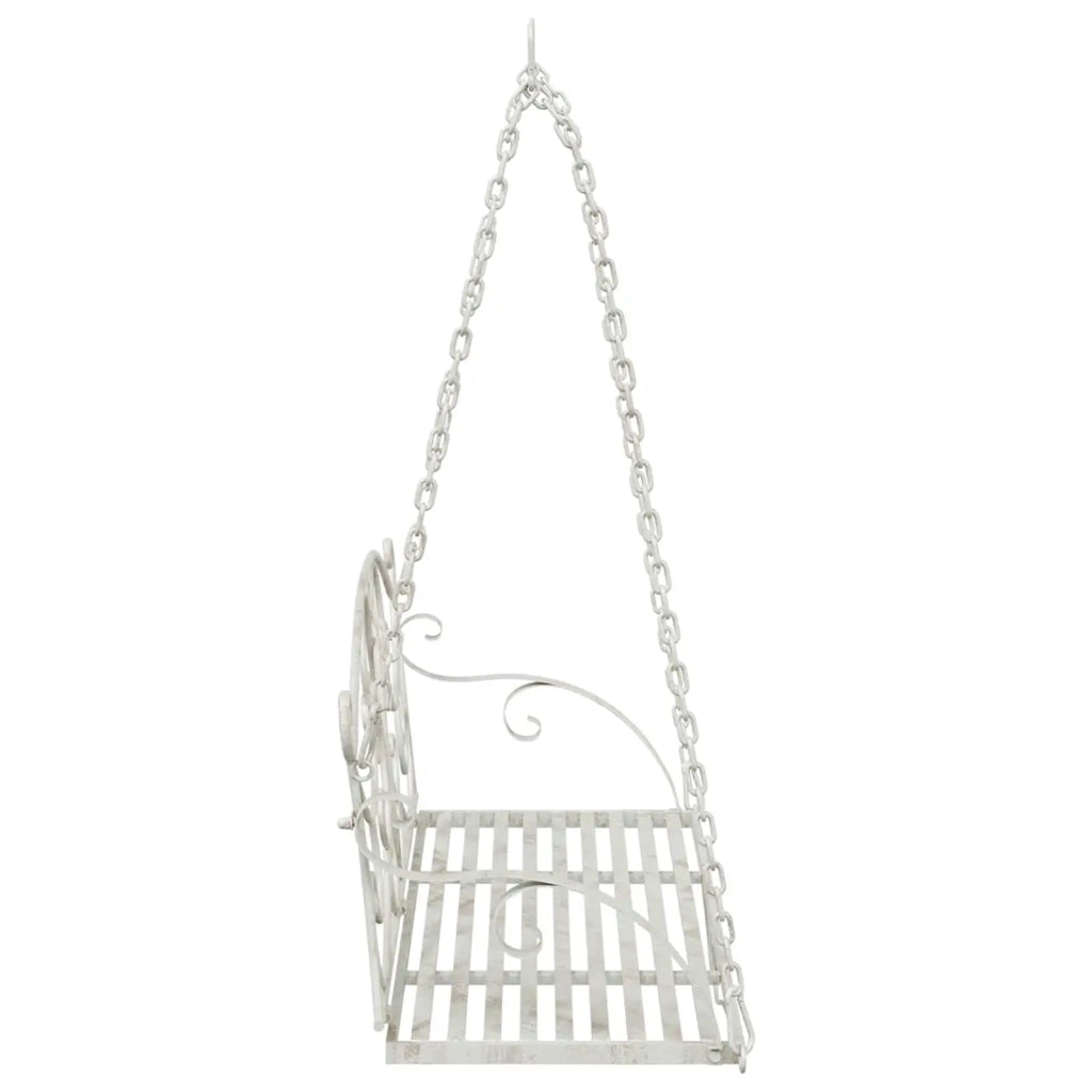 Panchina a Dondolo Acciaio 110 x 52,5 x 47 cm Bianco Antico CFW1376818