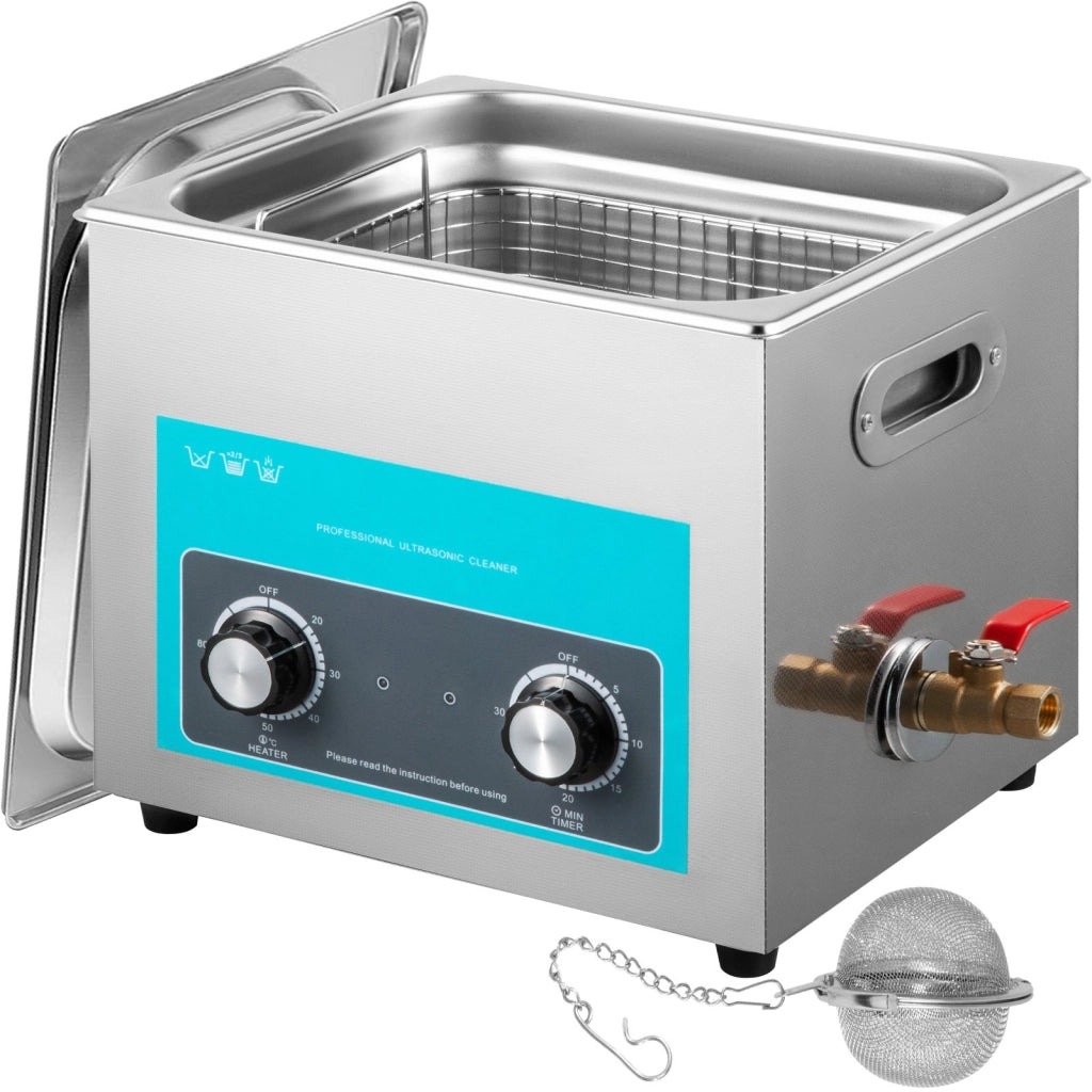 Pulitore a ultrasuoni digitale 10L in acciaio inox 40kHz 240W riscaldato regolabile per officina gioielli e componenti metallici