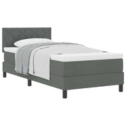 Letto singolo | Letto per adulti | Letto a molle con testiera Grigio scuro 90 x 200 cm Tessuto