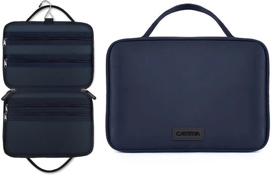 Bagno da viaggio per uomo – grande bagno da appendere con contenitori acqua-tetto e contenitori trucco, bagno da viaggio prático come regalo per il Giorno del Padre (blauw-BT03)