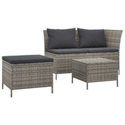 Set di mobili da giardino mobili da esterno set da 3 pezzi con cuscini resina intrecciata grigia 02_0015978