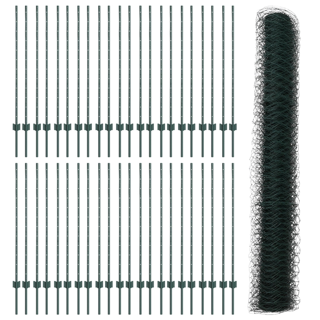 Pali per Recinzione  11 pezzi U-Channel Verde 120 cm Acciaio
