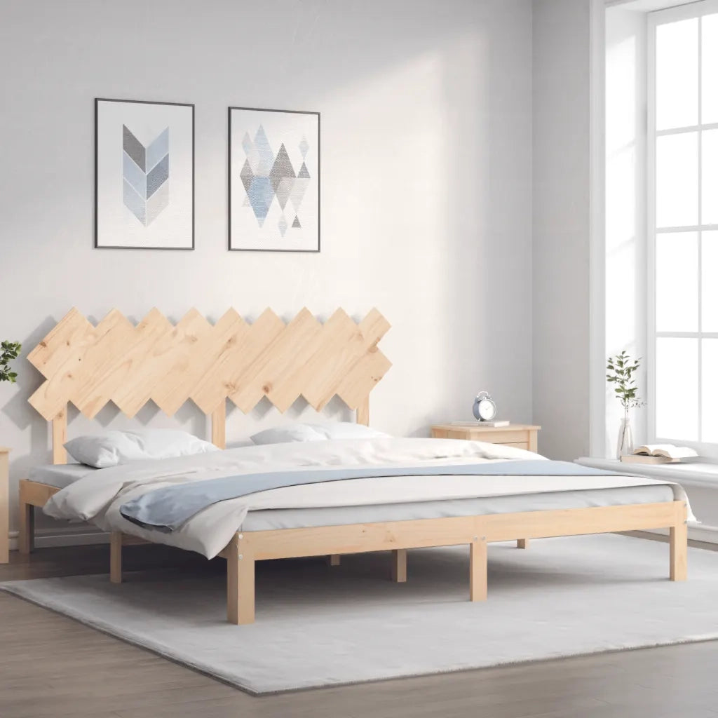 Letto matrimoniale | Letto per adulti | Giroletto con Testiera Super King Size in Legno Massello