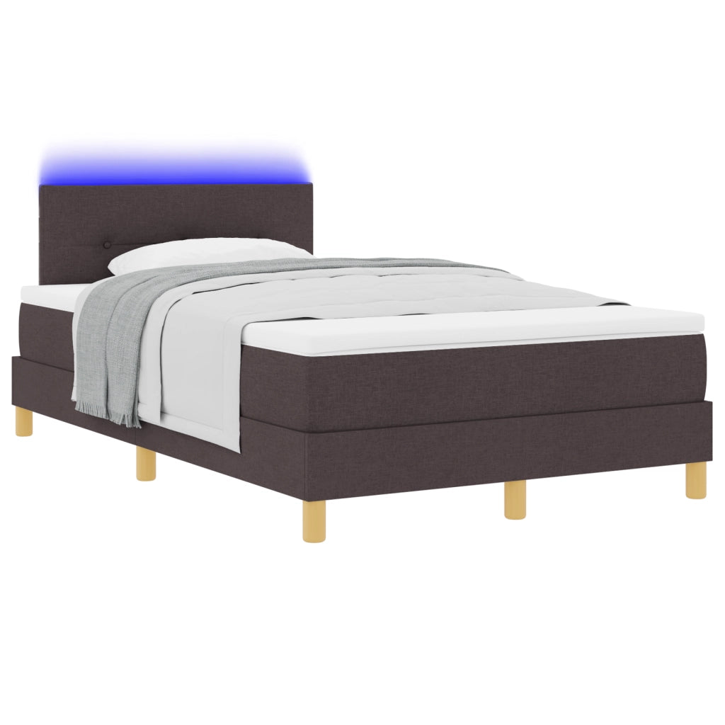 Letto a Molle con Materasso & LED Marrone Scuro 120x200 cm Tessuto