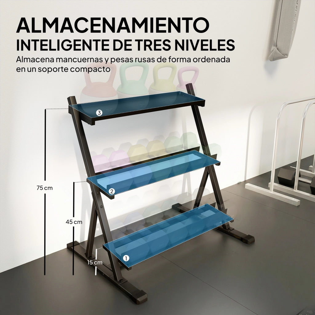Portapesi 3 Livelli in Acciaio ¨C Zephmum ¨C Grigio 80x30x60 cm