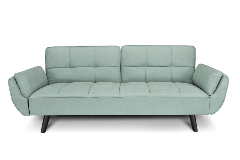 Divano letto clic clac in tessuto vellutato verde tiffany piede nero - divano 3 posti - Ambra - DL-AM20FBC-PLN
