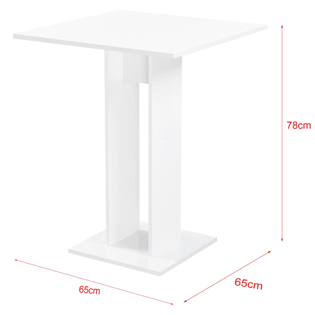 Tavolo Quadrato Lindesnes da Cucina Pranzo Bar 65 x 65 x 78 cm - Bianco Lucido [en.casa]
