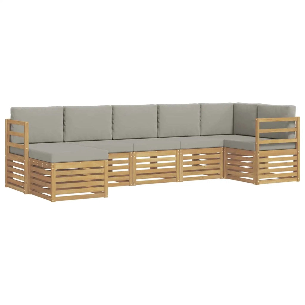 Set di divani da esterno 7 pcs Bianco e Grigio Chiaro