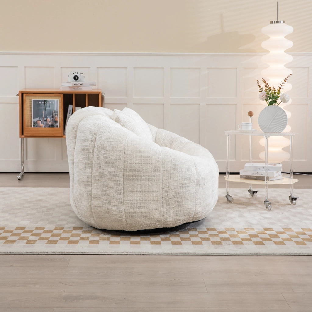Divano sacco 150x95x63 cm con imbottitura in schiuma; chenille beige