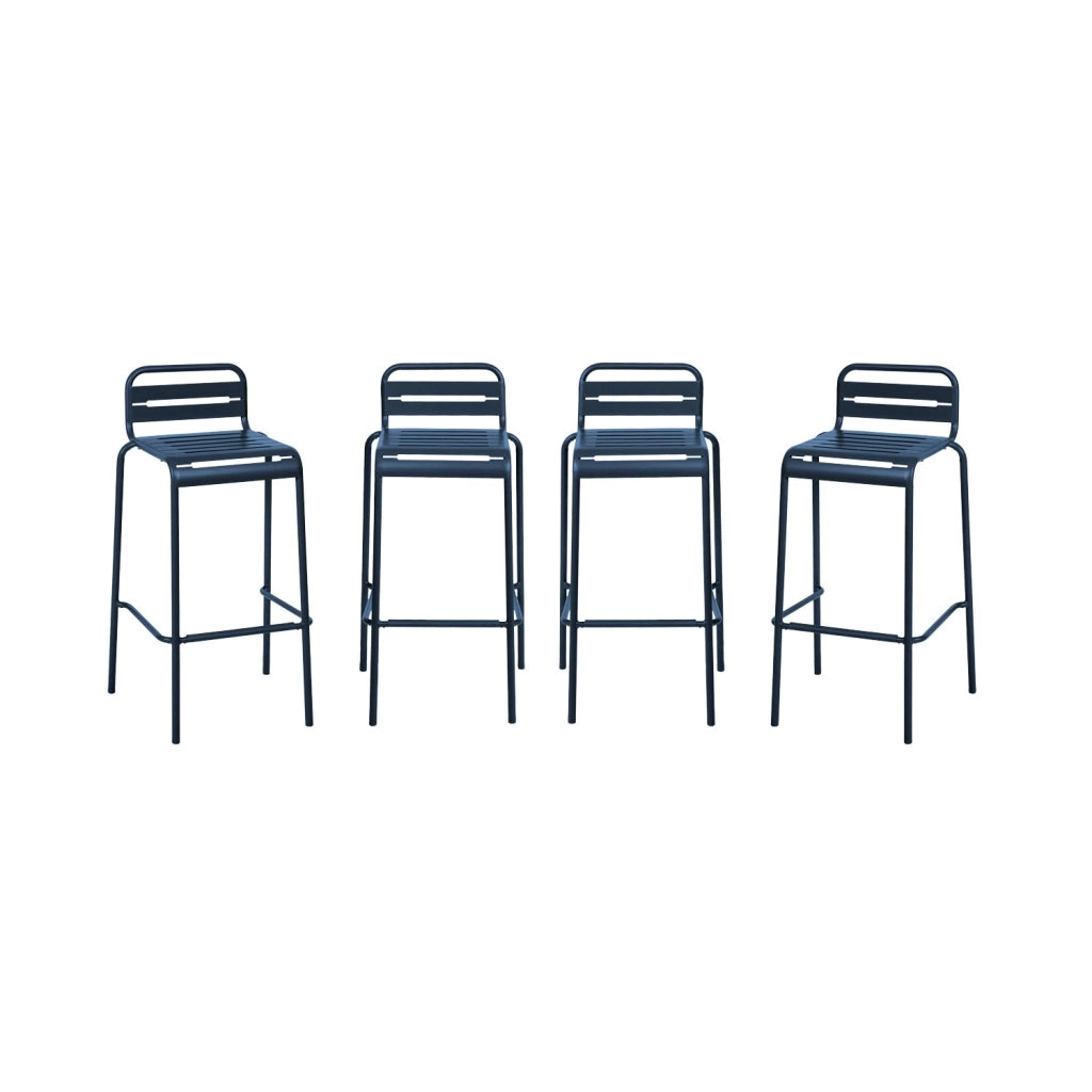 set 4 sedie alte bistrot in acciaio, blu navy