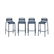 set 4 sedie alte bistrot in acciaio, blu navy