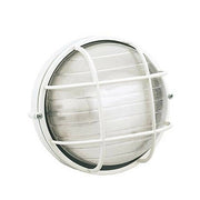 Plafoniera Tonda Muro da Esterno Lampada Parete Gabbia Illuminazione Luce Sovil Dimensione: Piccola - H 18 cm, Colore: Bianca con Gabbia
