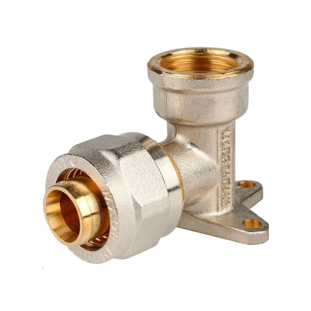 RACCORDO CURVO FEMMINA FLANGIATO A STRINGERE TRE PEZZI PER TUBO MULTISTRATO MODELLO 754L - 1/2 Ø16  - APE