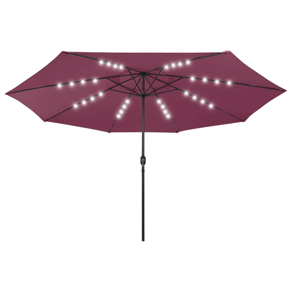 Ombrellone da esterno con luce LED e palo in metallo 400 cm bordeaux 02_0008181