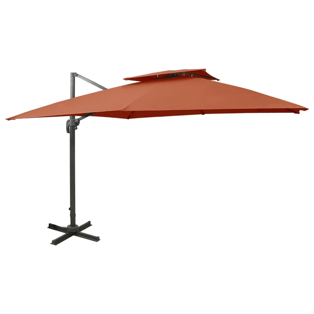 Ombrellone a braccio con doppio tetto 300 x 300 cm arancione 02_0008562