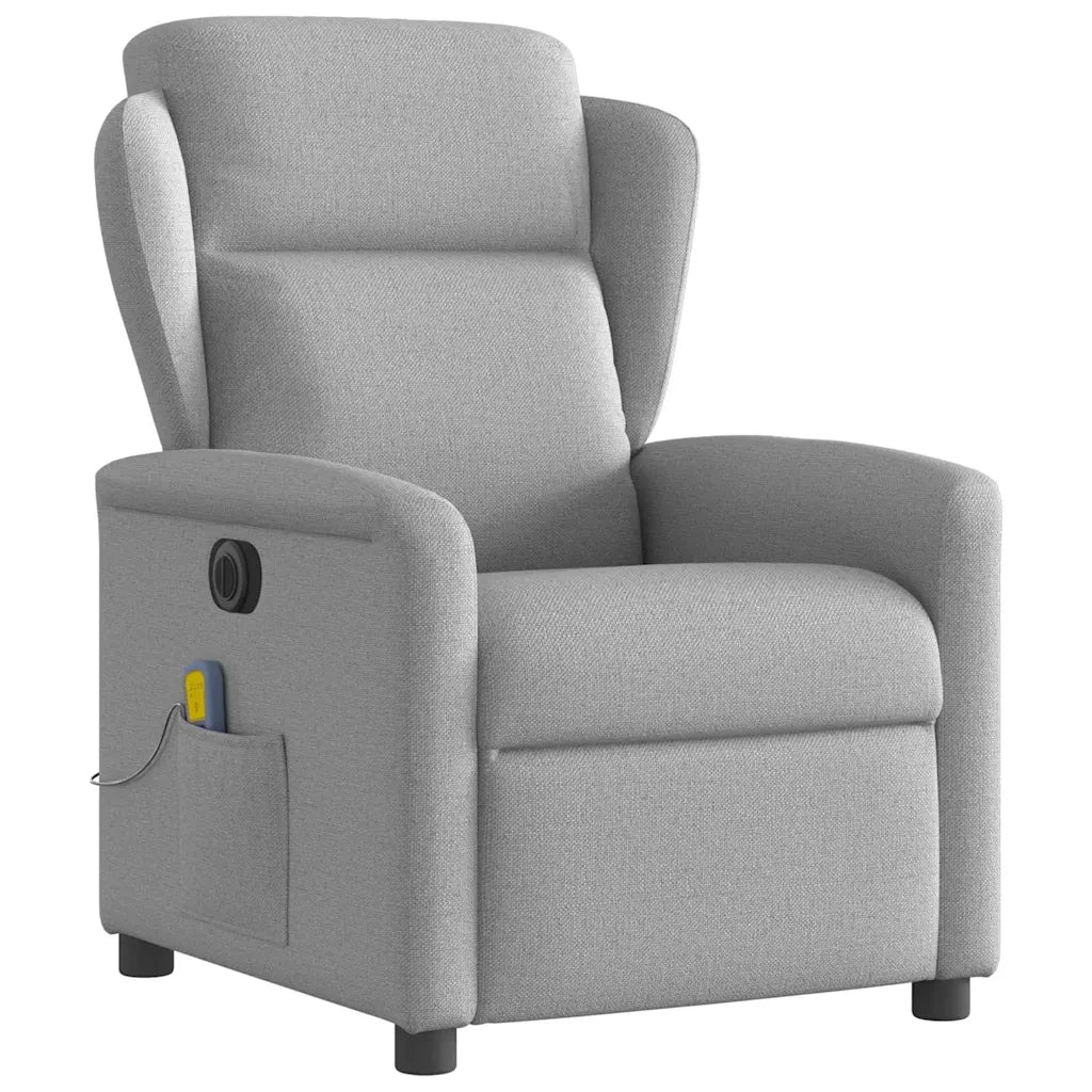 Poltrona Reclinabile Massaggio Elettrica Grigio Nuvola Tessuto 3303133