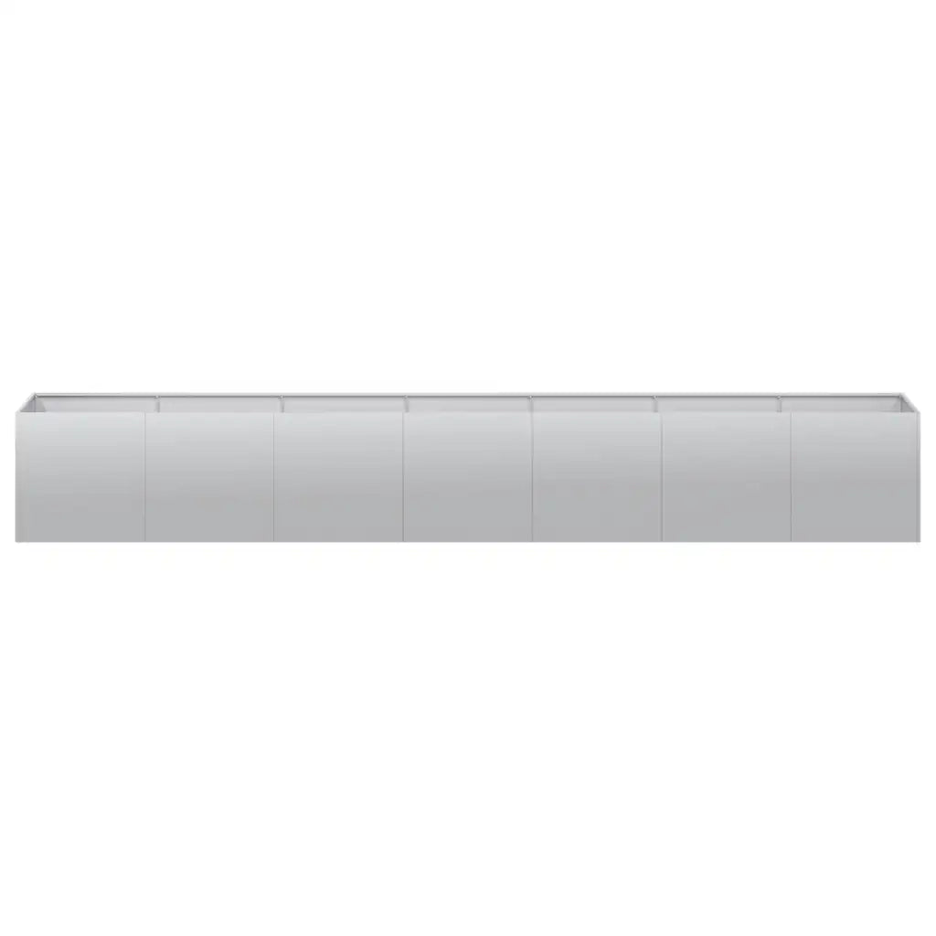 Fioriera rettangolare moderna per esterni 280 x 40 x 40 cm realizzata in acciaio zincato grigio 02_0051483