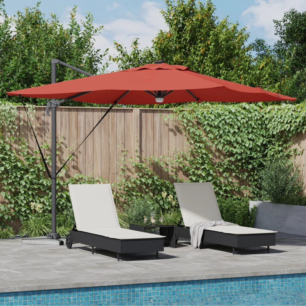 Ombrellone Roma a Sbalzo con LED Terracotta 286x285x270 cm Alluminio