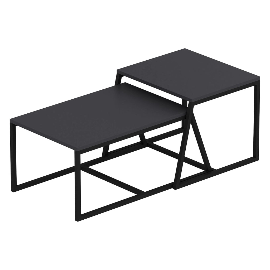 Urbania, Tavolino da Salotto Modulabile, 75x50x38h cm Nero Antracite