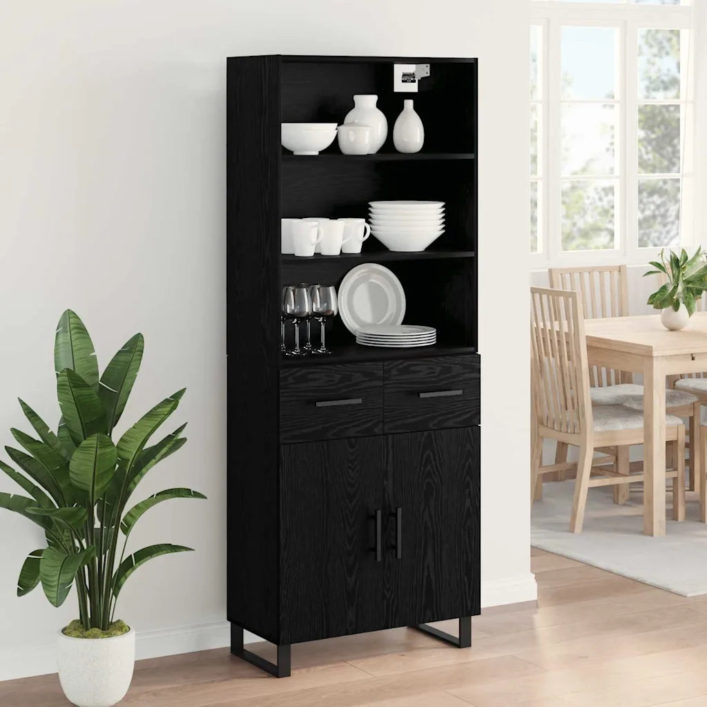 Credenza 2 pcs Rovere Nero 69,5 x 34 x 180 cm Legno multistrato