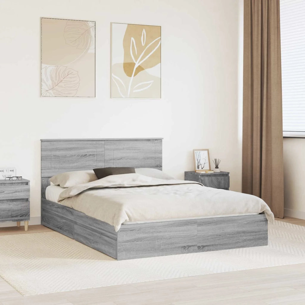 Letto con Contenitore con testiera Grigio Sonoma 160 x 200 cm