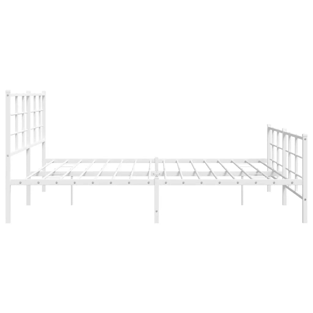 Giroletto con Testiera e Pediera Metallo Bianco 193x203 cm 355634
