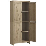 Mobile Cucina a 4 Ante con Mensole Regolabili e Base Rialzata in Legno 80x40x182cm