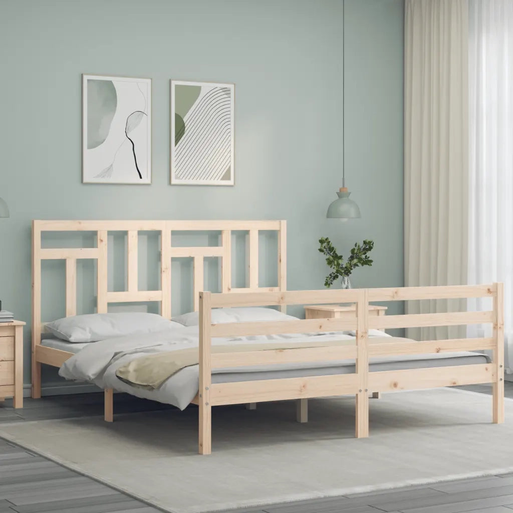 Giroletto con Testiera-Struttura Letto con testiera 160x200 cm in Legno Massello 611880