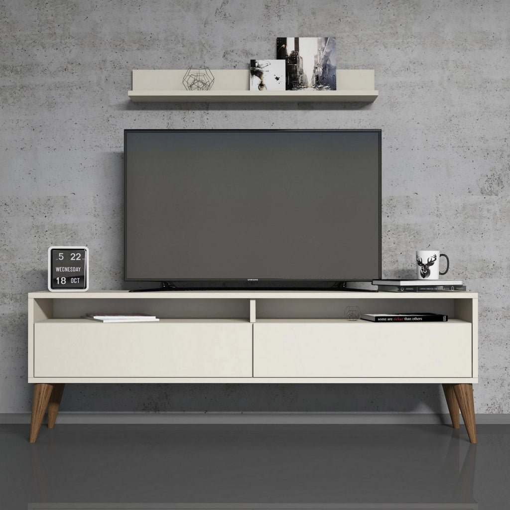 Maglie, Mobile Porta tv 3 Ripiani, 150x30x50h cm Bianco Crema