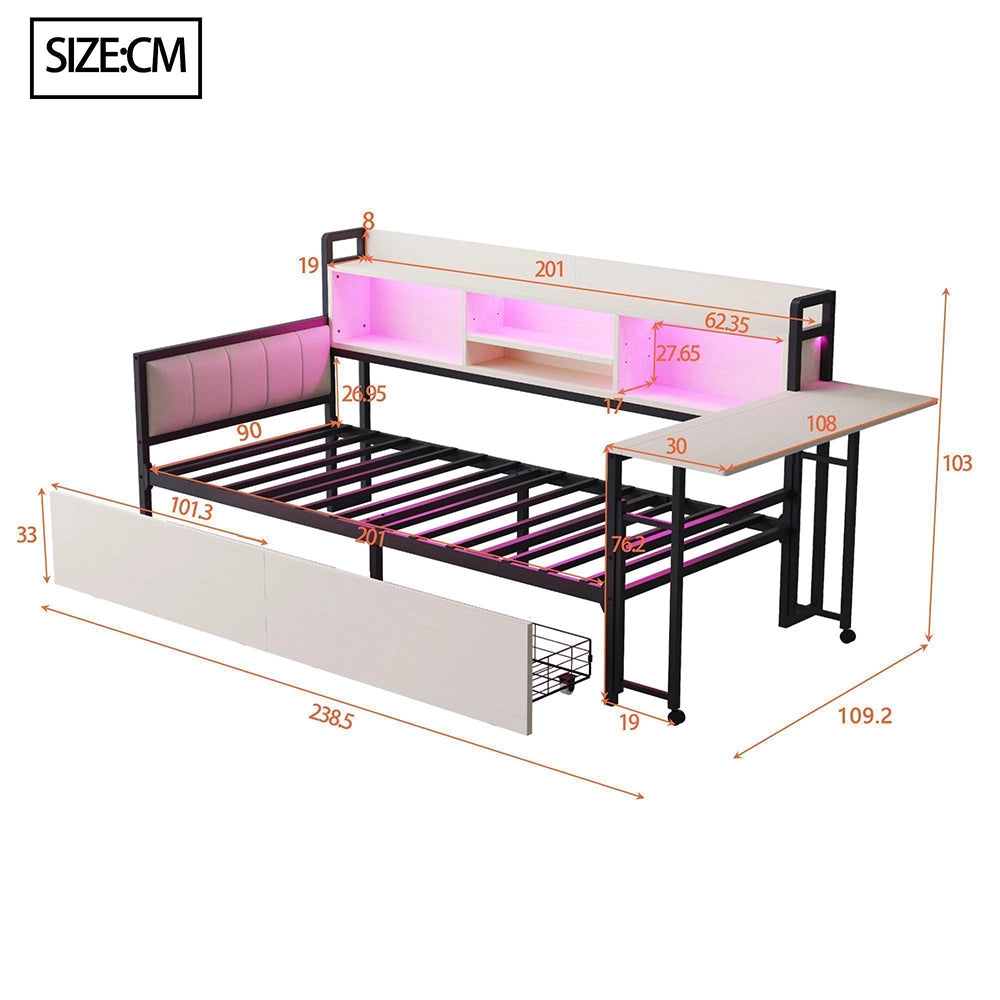 Divano letto ferro 90x200cm?- Xylo - LED scrivania bianco