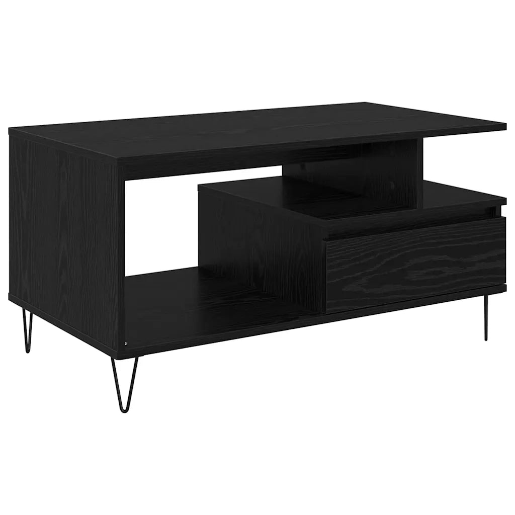 Tavolino da Salotto con Cassetto-Tavolino da soggiorno-Tavolo Rovere Nero 90 x 49 x 45 cm 497627