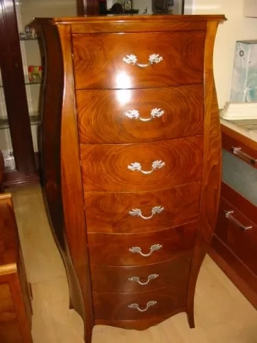 Cassettiera bombata 7 cassetti classica legno noce bassano 73x37x141 (2155) - Mobili 2G