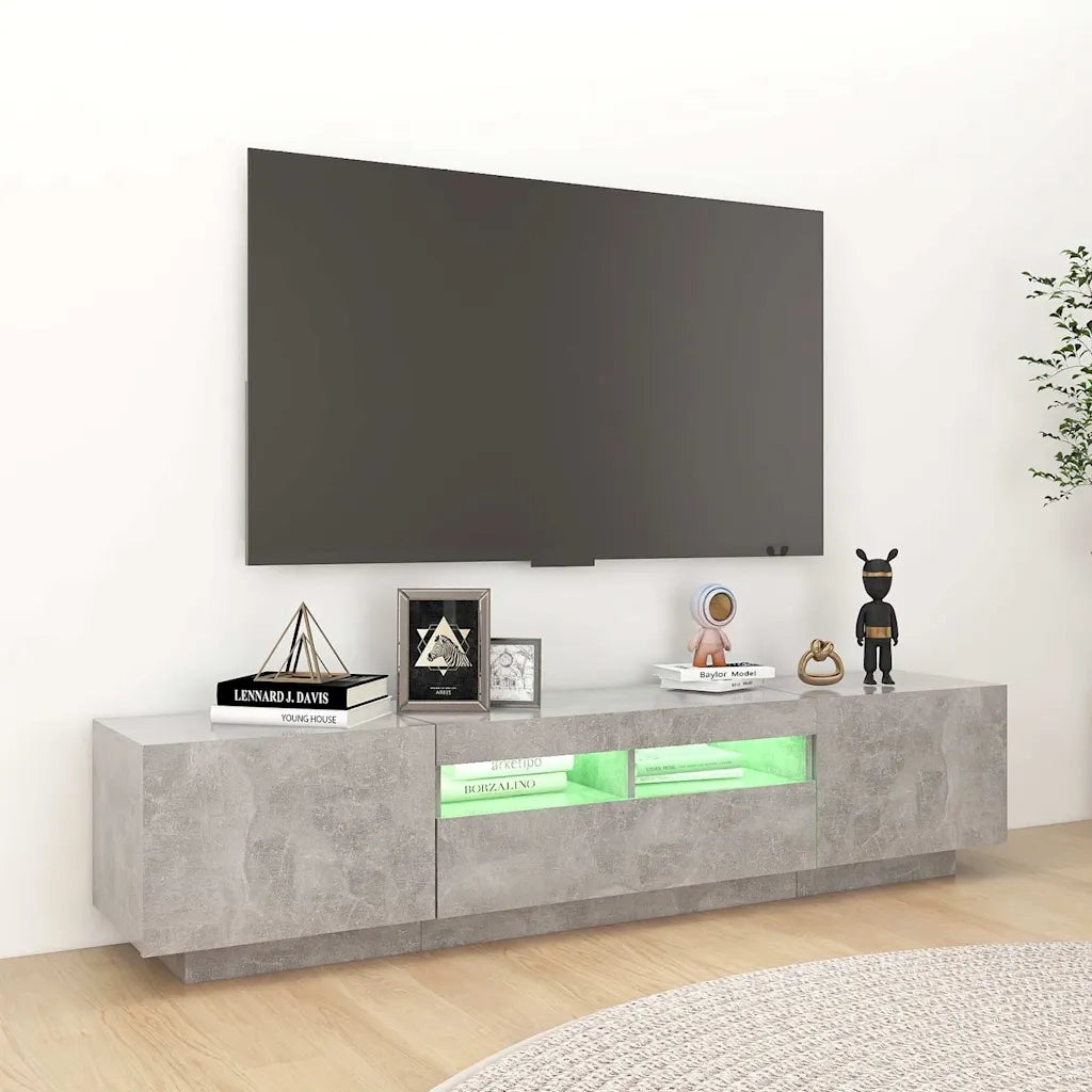 Mobile Porta TV con Luci LED-Mobile per TV-Credenza TV Grigio Cemento 180x35x40 cm