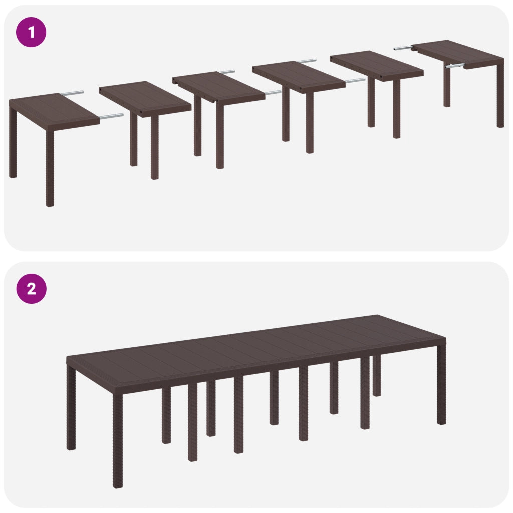 Set da Pranzo da Giardino da 13 Pezzi con Cuscini Rattan Sintetico Marrone